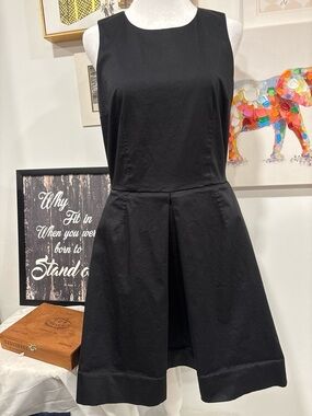 GAP Black Asymmetrical Sleeveless Fit-and-Flare Dress